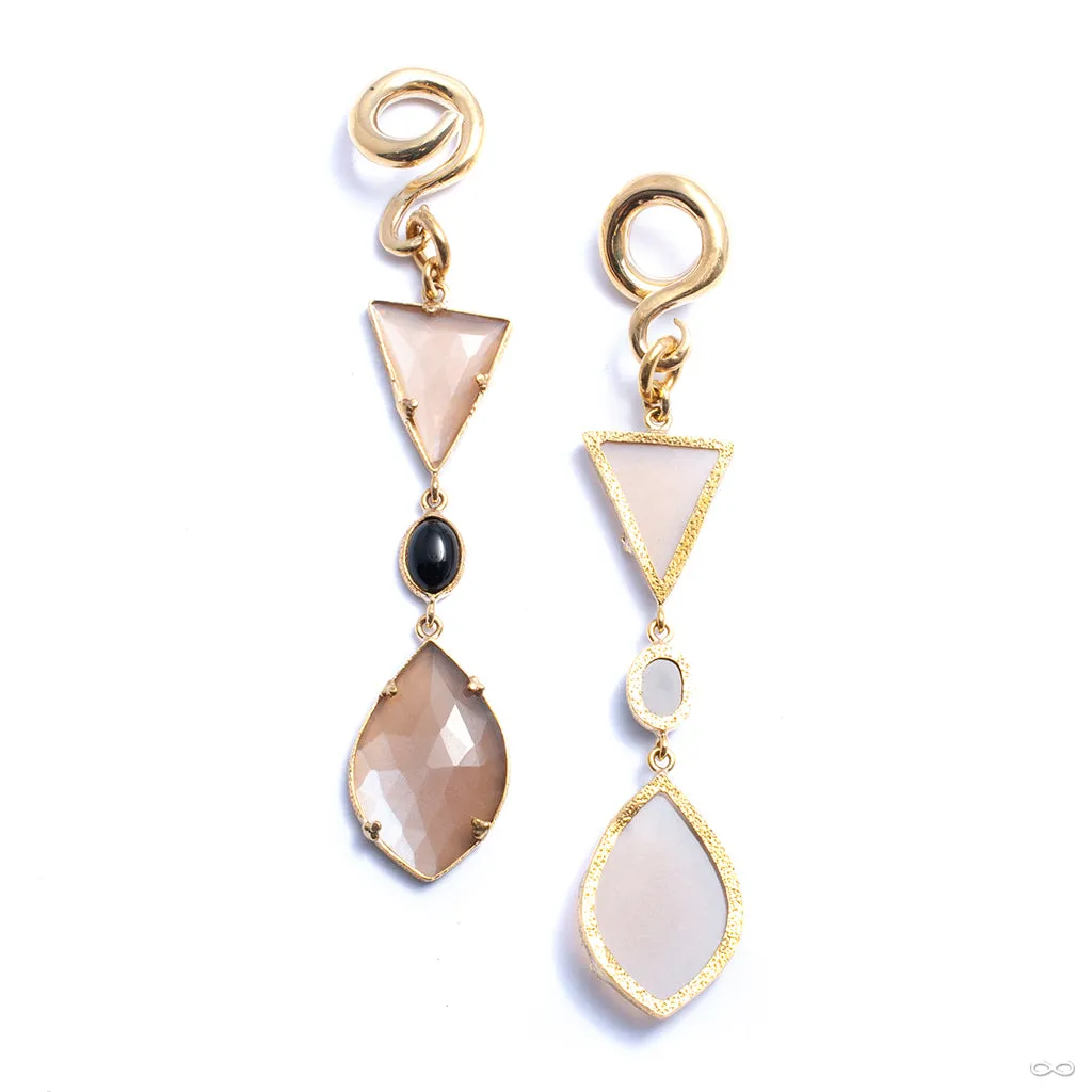 Peach Moonstone & Obsidian Dangles from Diablo Organics