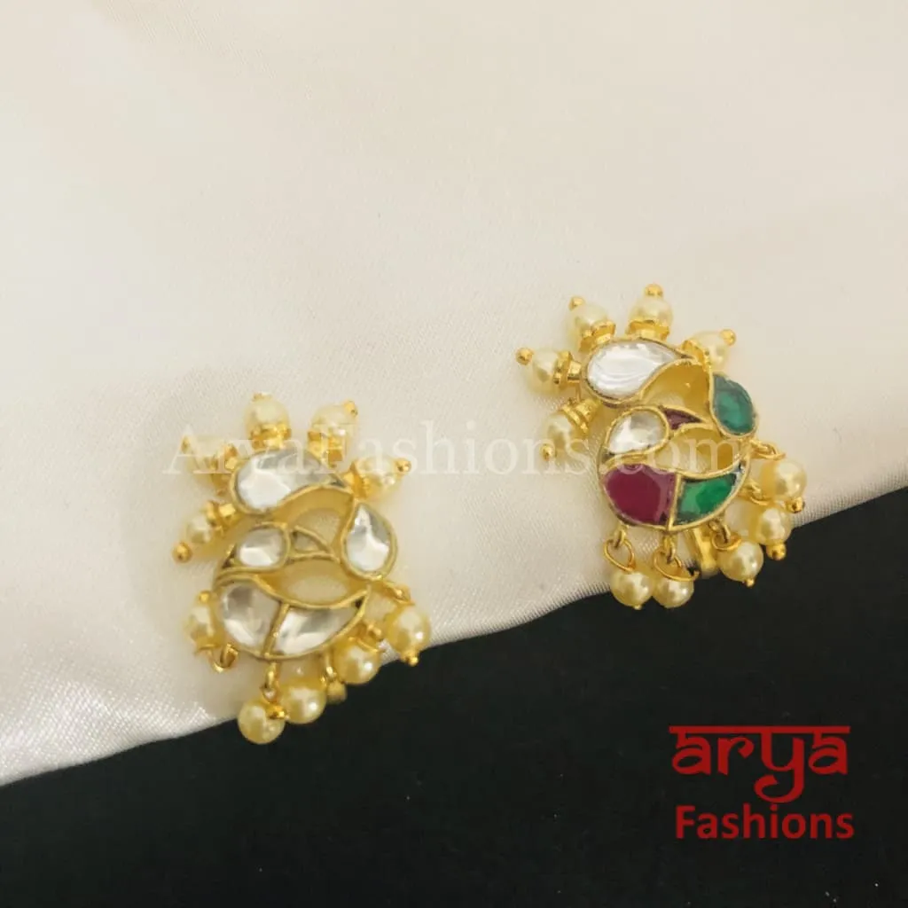 Peacock Nose Clip/ Kundan CZ non piercing nose ring/ Kundan Bridal Nosepin