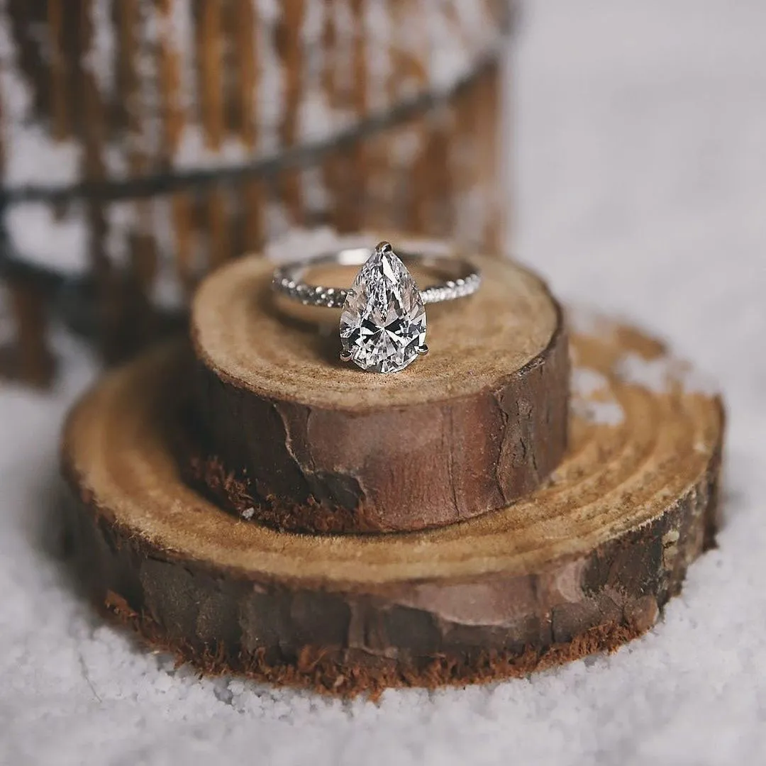 Pear CZ Engagement Ring