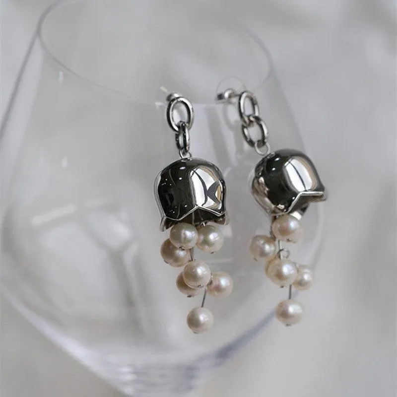 Pearl Drops Earrings Silver