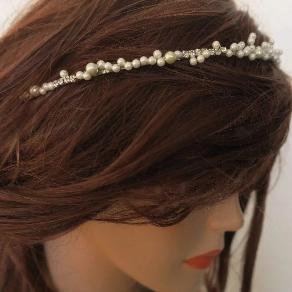 Pearl Thin Wedding Tiara, Maira