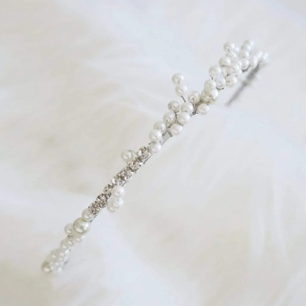 Pearl Thin Wedding Tiara, Maira