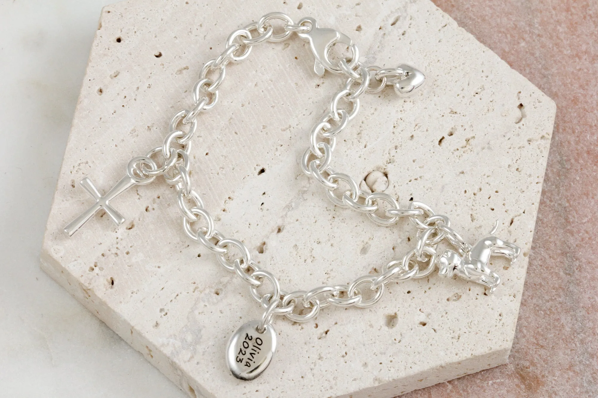 Pebble Personalised Silver Charm