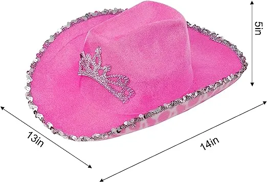 Pink Tiara Felt Cowboy Hats, 2 Pack