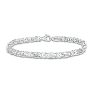 Pre-Owned Jared 1/20ct Round Diamond X Bracelet in Sterling Silver