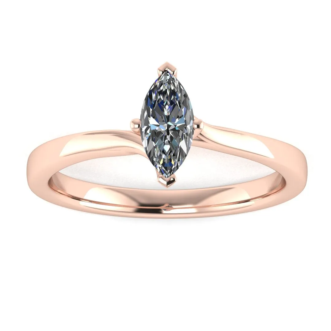 "Elle" Solitaire Twist Marquise Cut Diamond Engagement Ring SSMC06