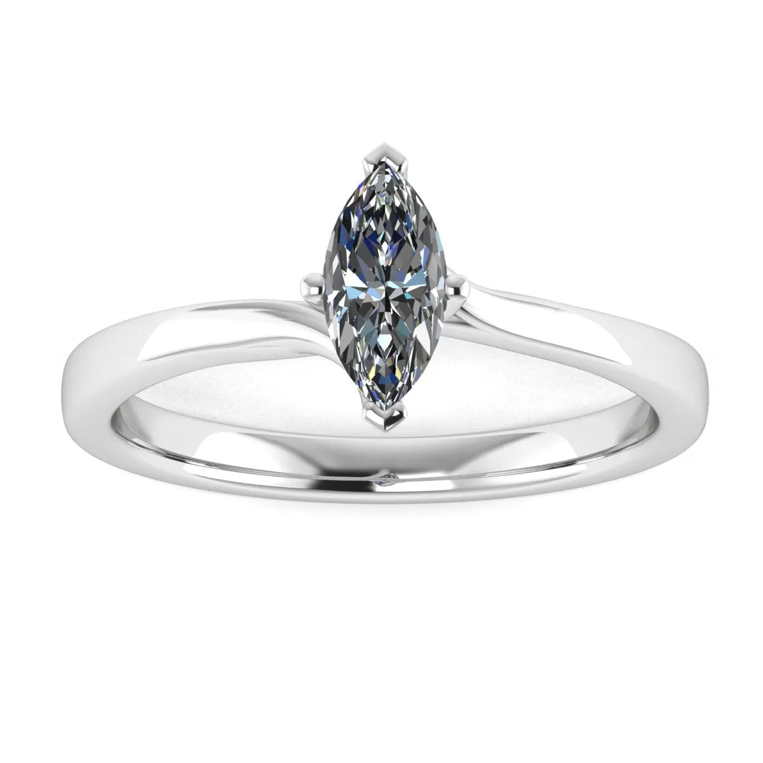 "Elle" Solitaire Twist Marquise Cut Diamond Engagement Ring SSMC06