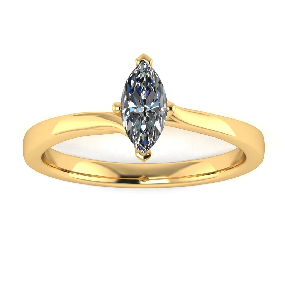 "Elle" Solitaire Twist Marquise Cut Diamond Engagement Ring SSMC06