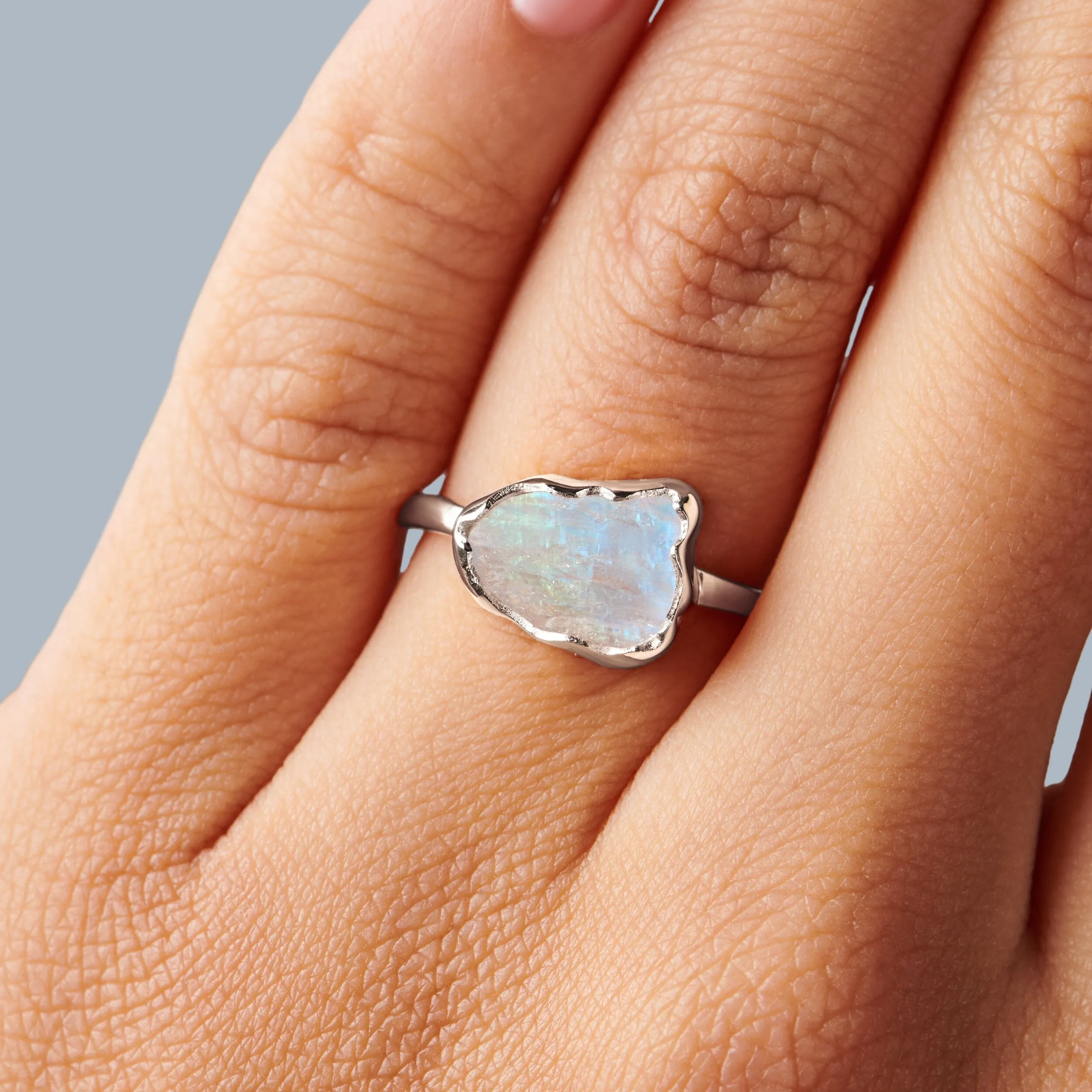 Raw Crystal Ring - Sacred Moonstone