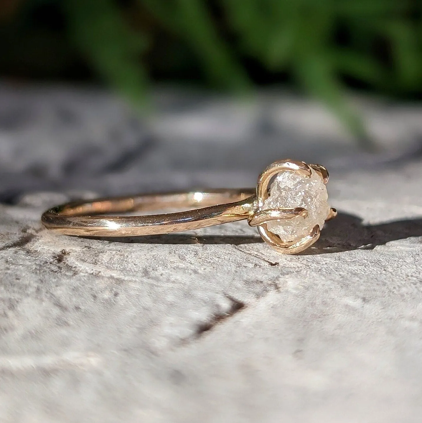 Raw diamond engagement ring - Rough uncut solitaire diamond ring