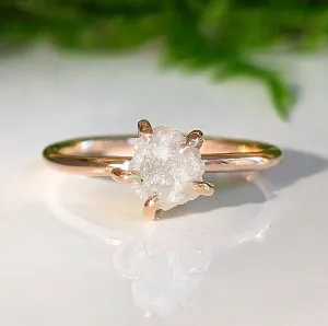 Raw diamond engagement ring - Rough uncut solitaire diamond ring