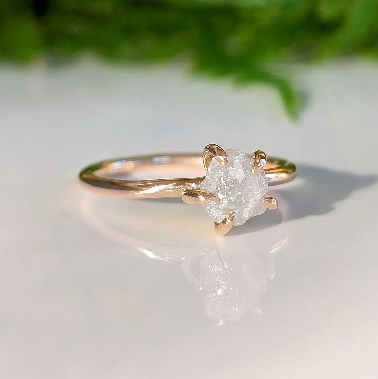 Raw diamond engagement ring - Rough uncut solitaire diamond ring