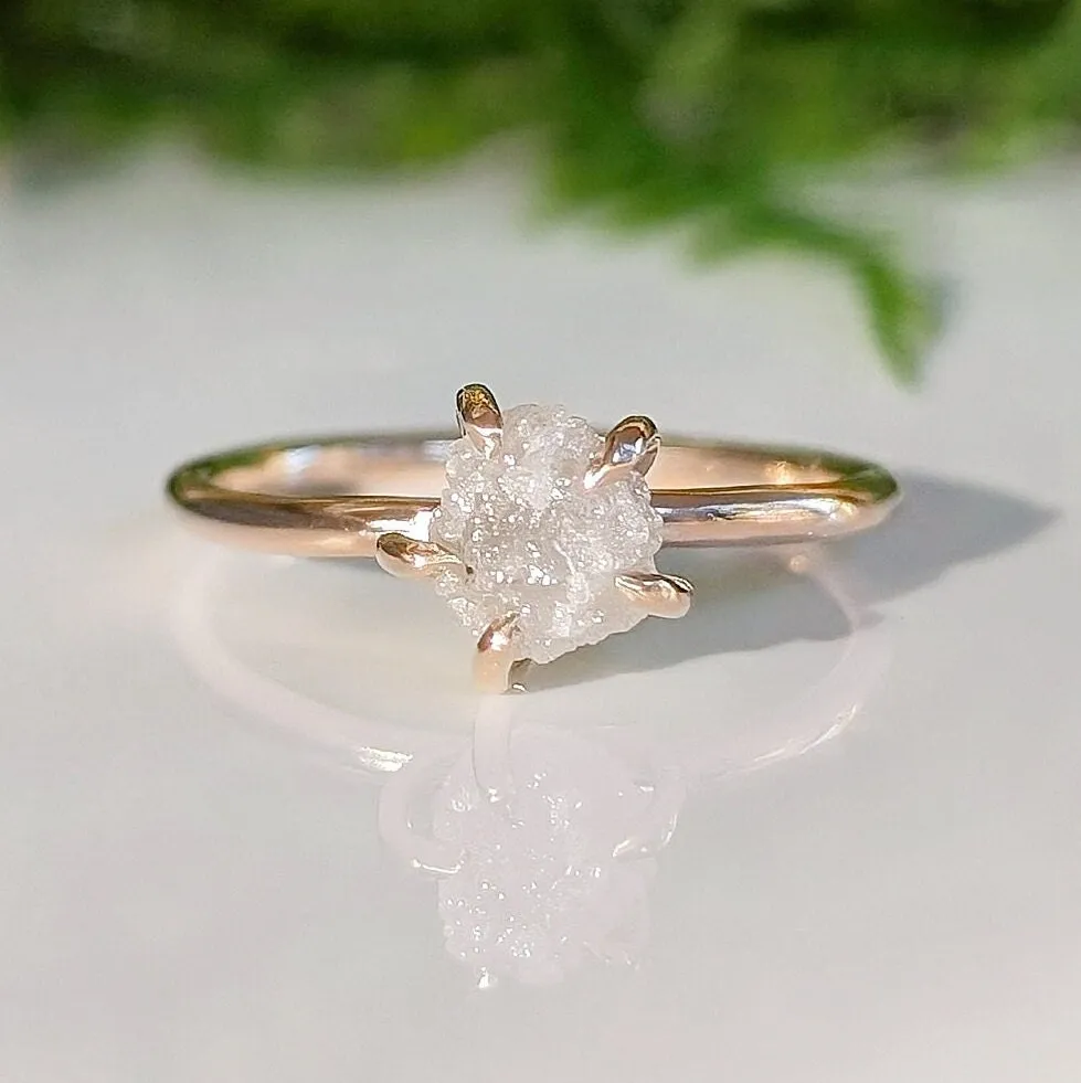 Raw diamond engagement ring - Rough uncut solitaire diamond ring