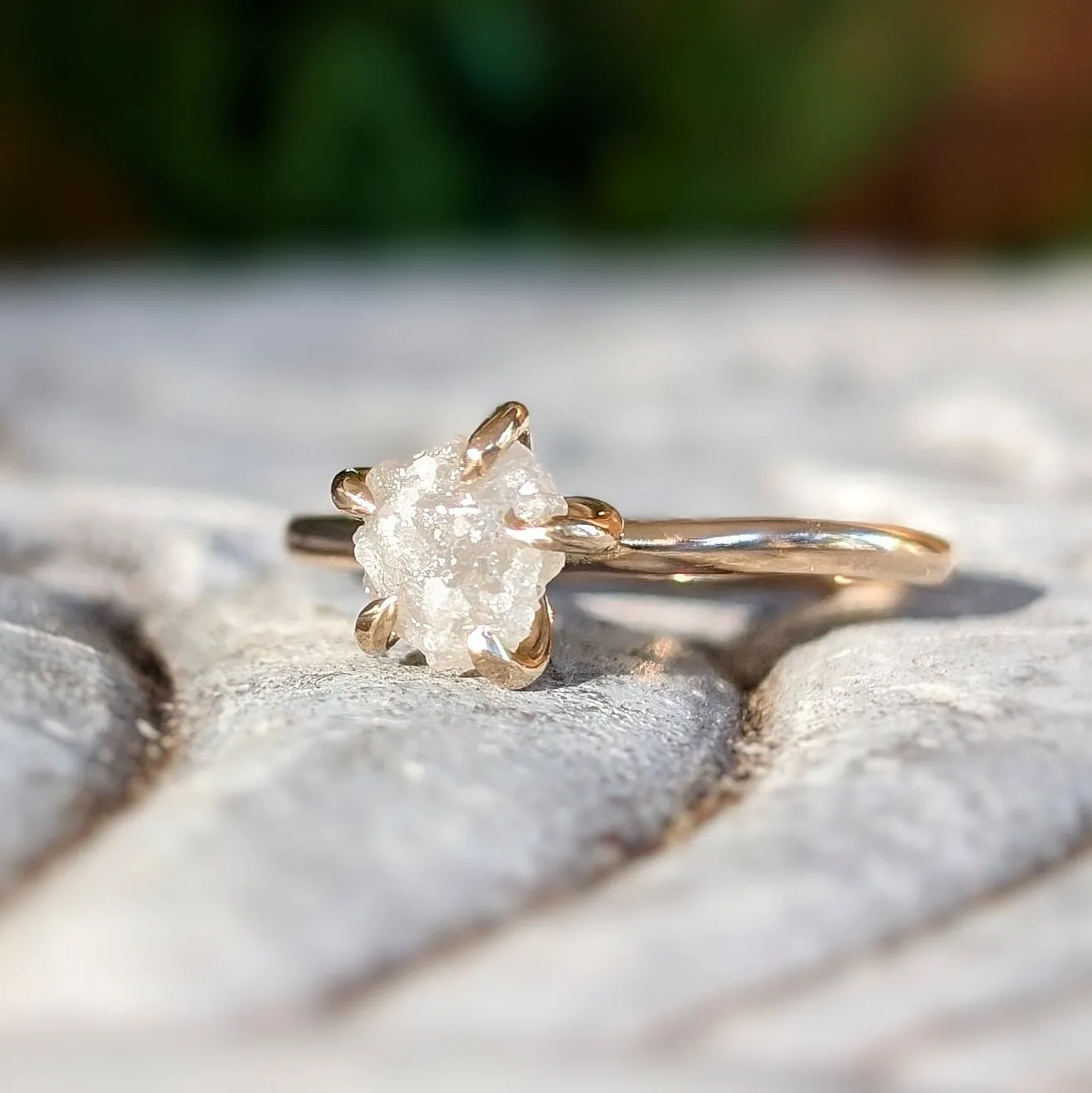 Raw diamond engagement ring - Rough uncut solitaire diamond ring