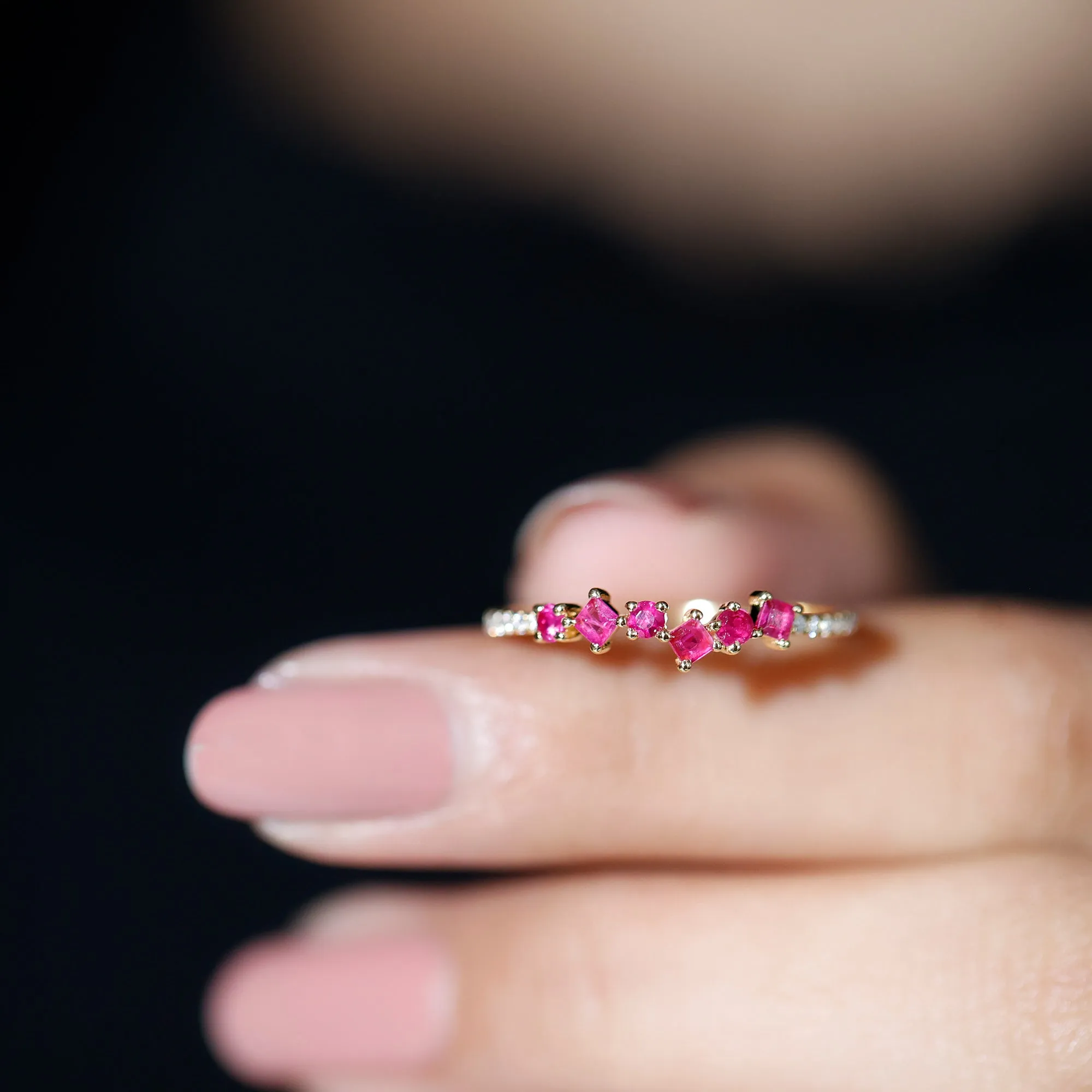 Real Ruby and Diamond Stackable Ring