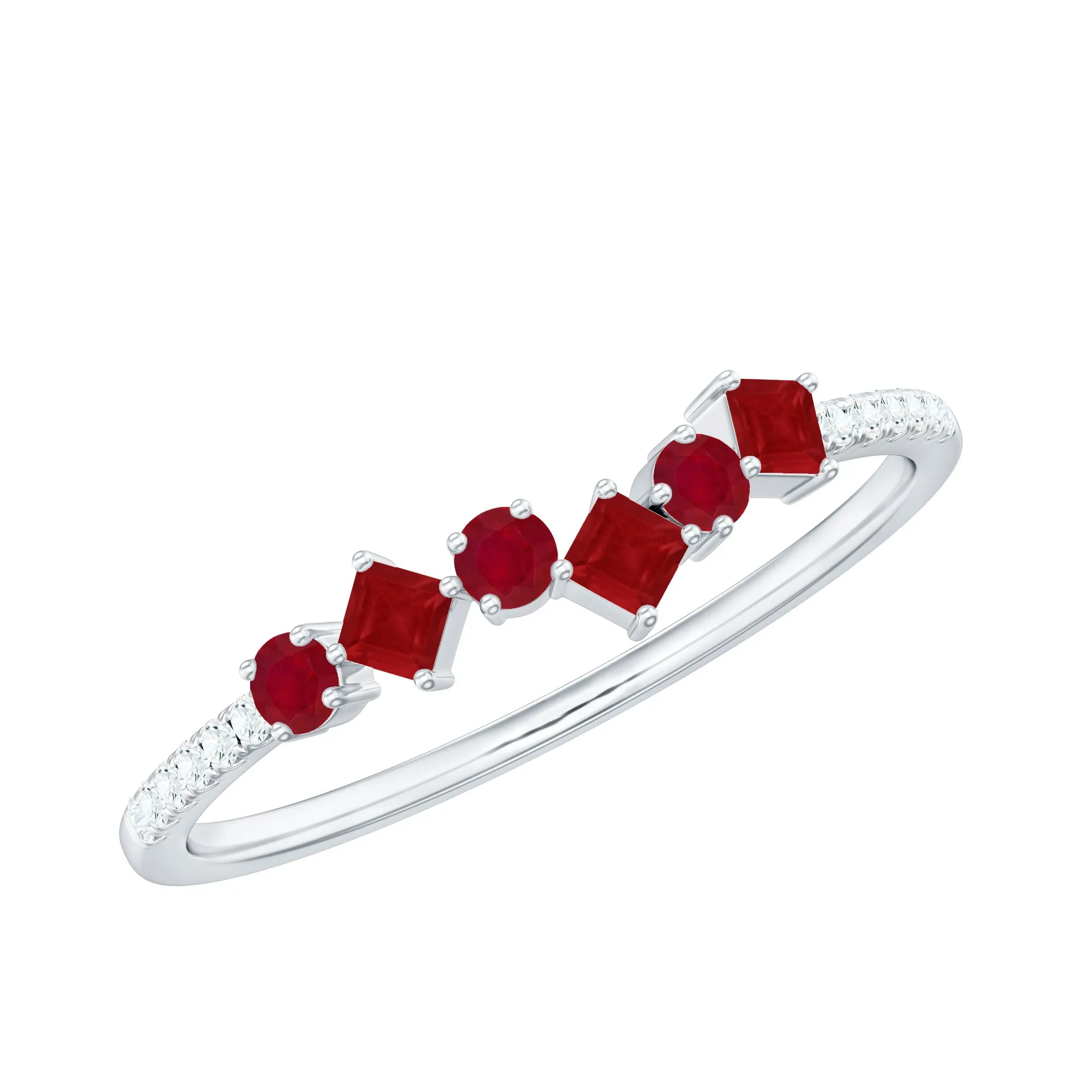 Real Ruby and Diamond Stackable Ring