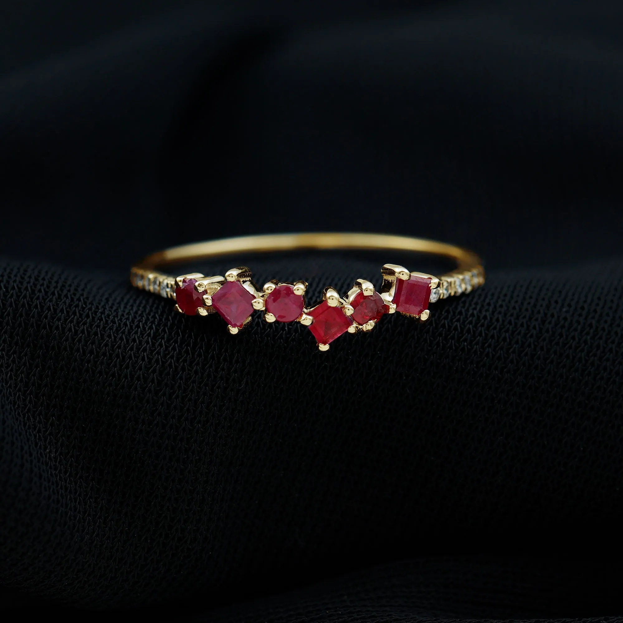 Real Ruby and Diamond Stackable Ring