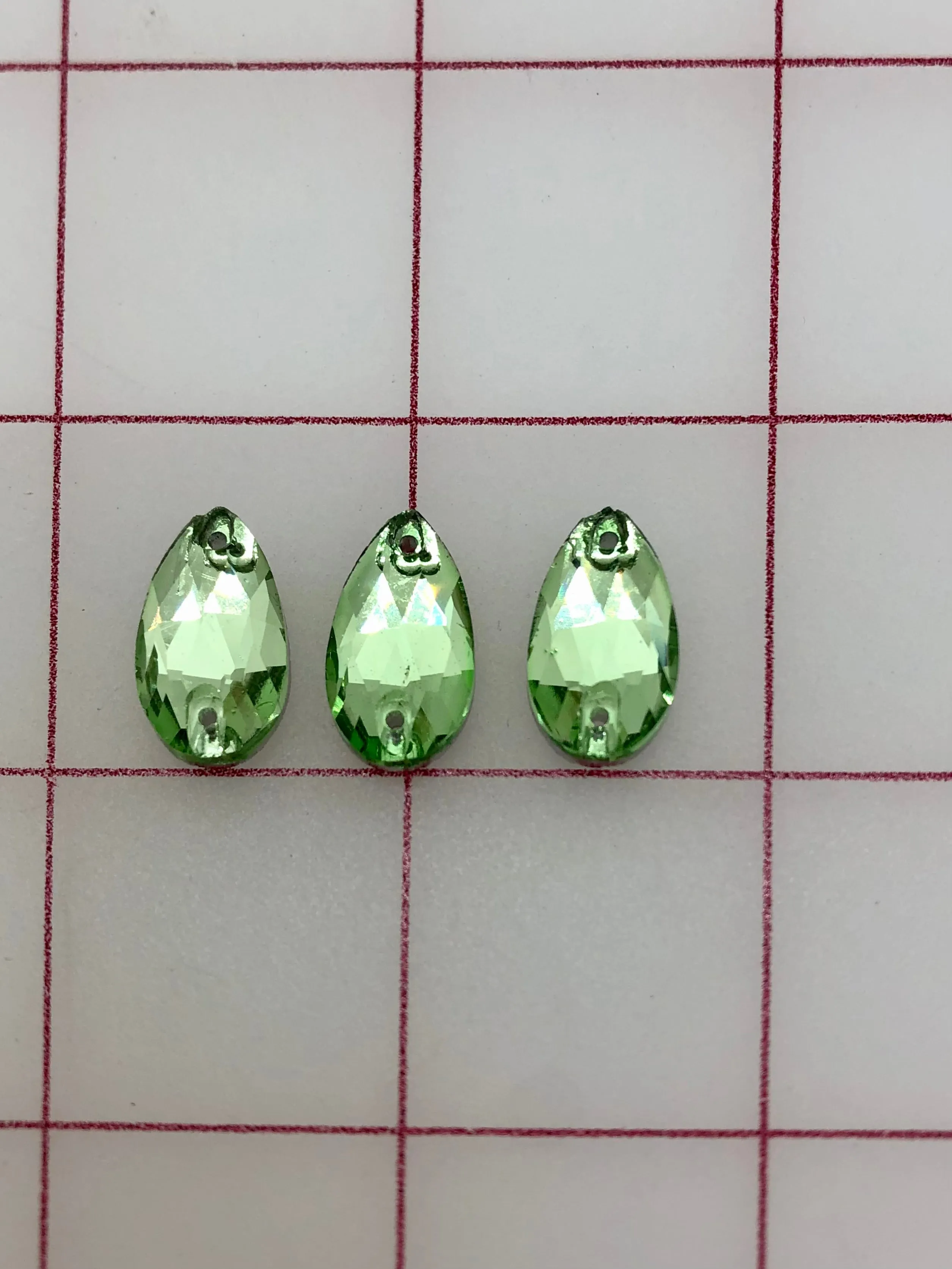 Rhinestones - 10x18mm Czech "Bright-Cut" Peridot Pear-Shape Sew-On