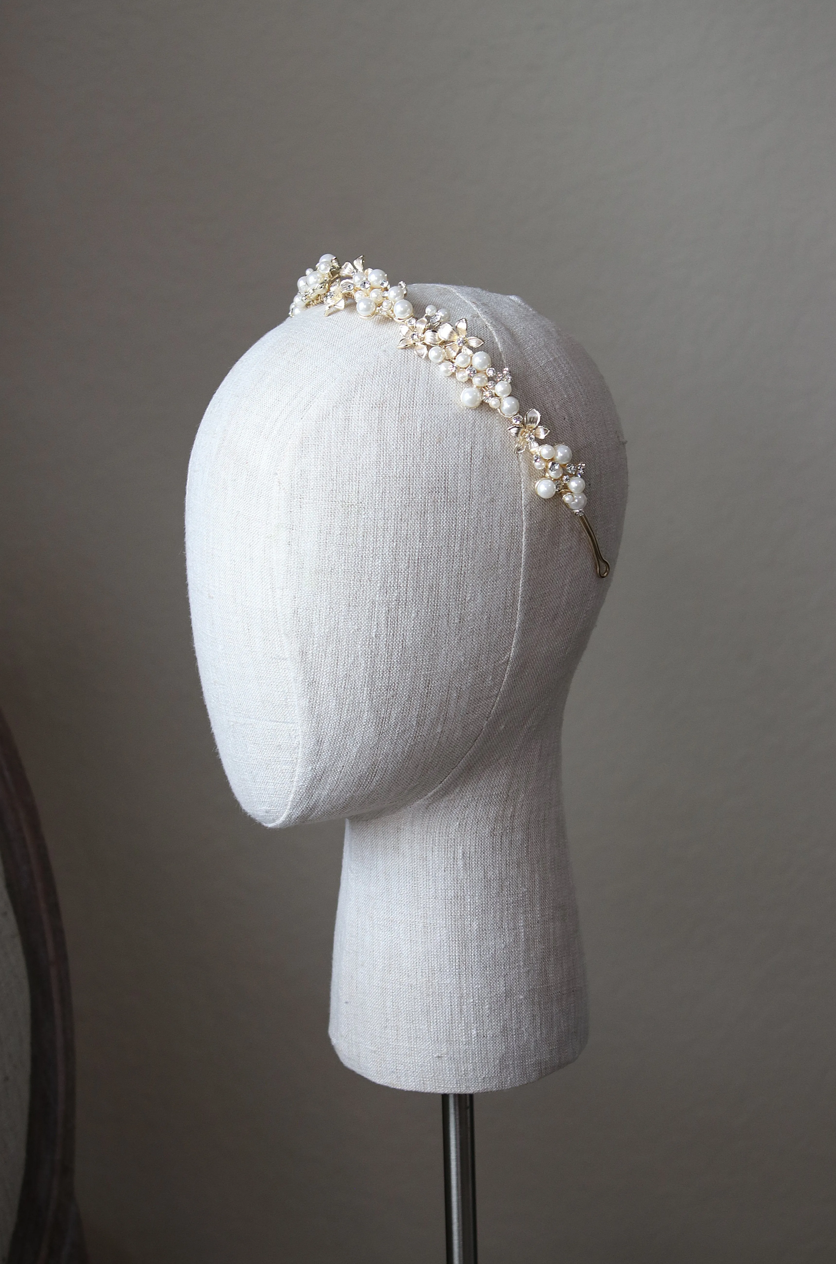 RILEY Silver Crystal and Pearl Headpiece Tiara