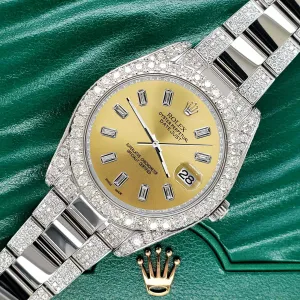 Rolex Datejust II 41mm 10.65CT Diamond Bezel/Case/Bracelet/Champagne Baguette TFJ-142508714