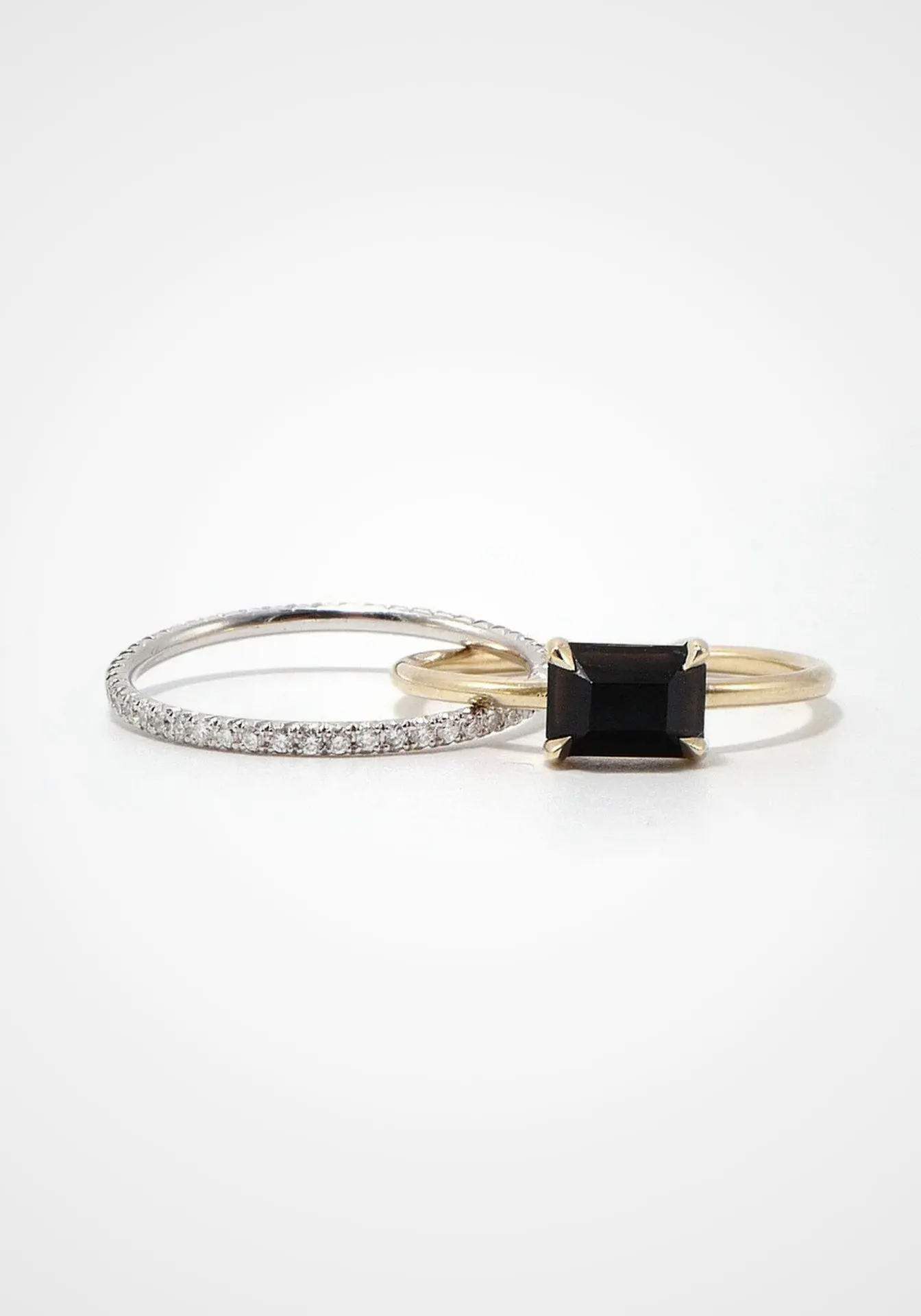 Rolling, 14K Yellow Gold, Onyx   Pavé Diamond Ring