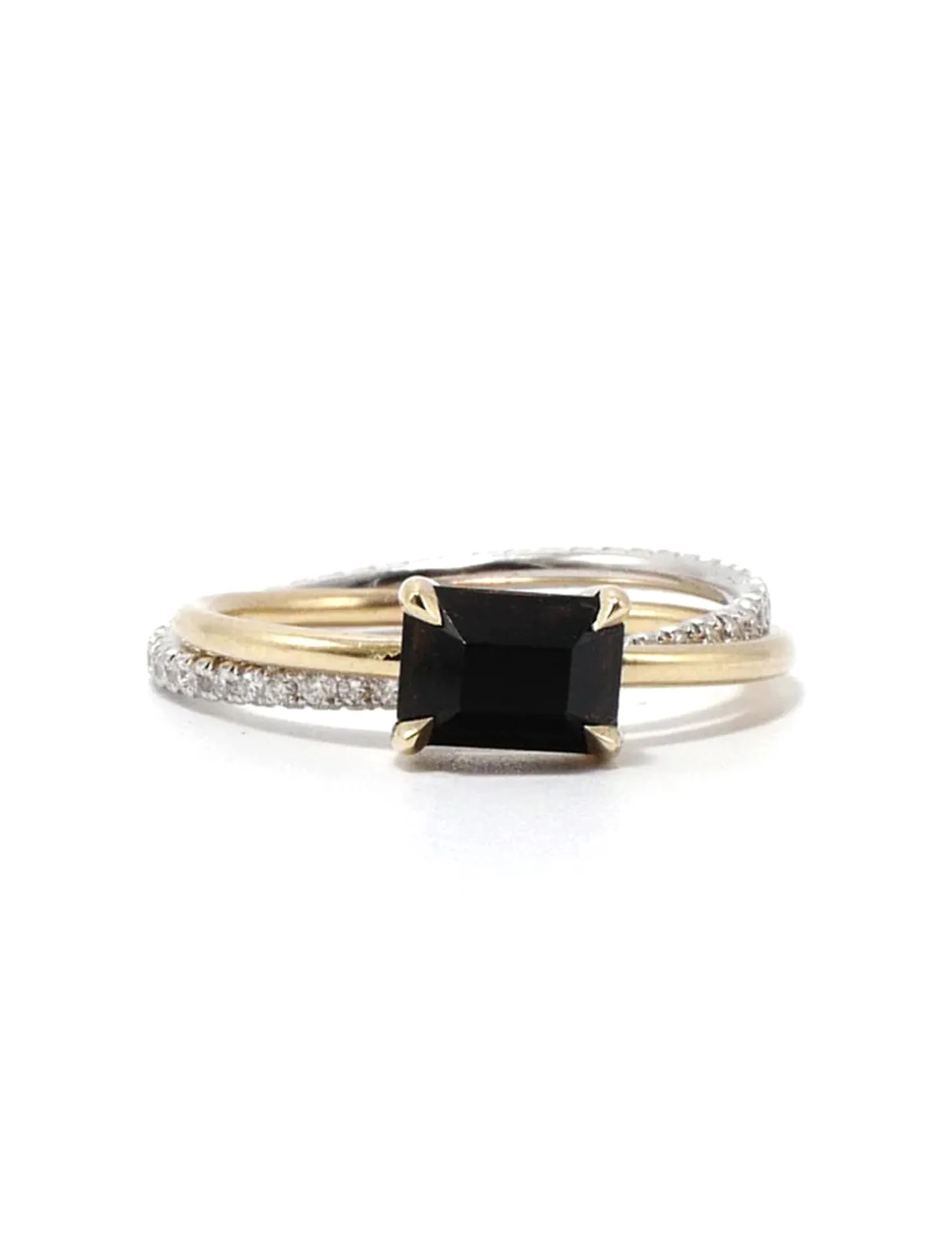 Rolling, 14K Yellow Gold, Onyx   Pavé Diamond Ring