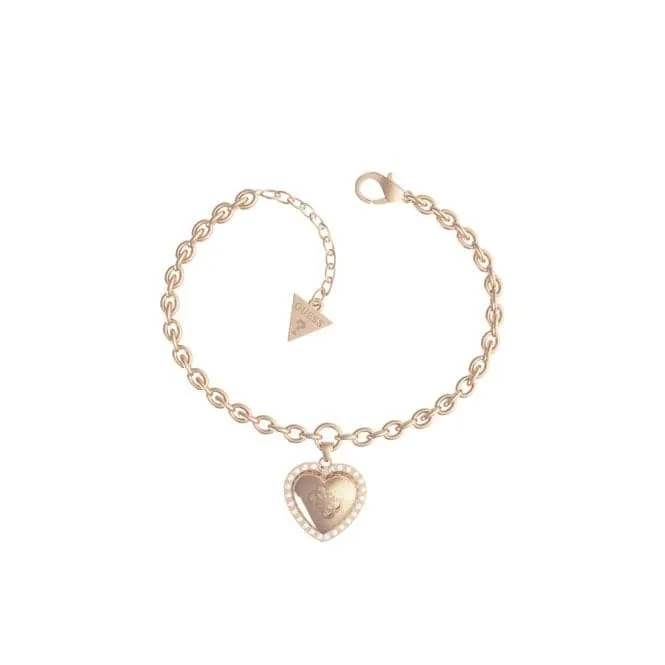 Rose Gold 4G Logo Heart Crystals Bracelet UBB01077RGL