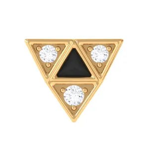 Round Diamond Triangle Cartilage Earring with Black Enamel