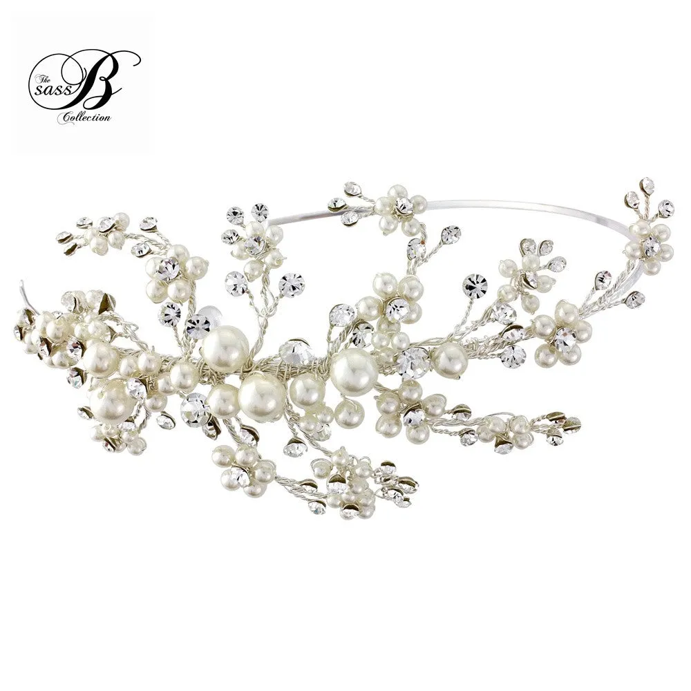 SassB Darcey Pearl Side Tiara