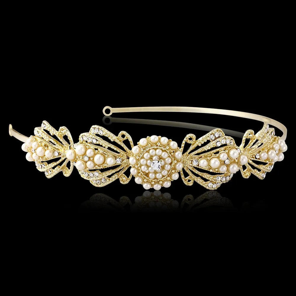 SassB Estelle Pearl Side Tiara