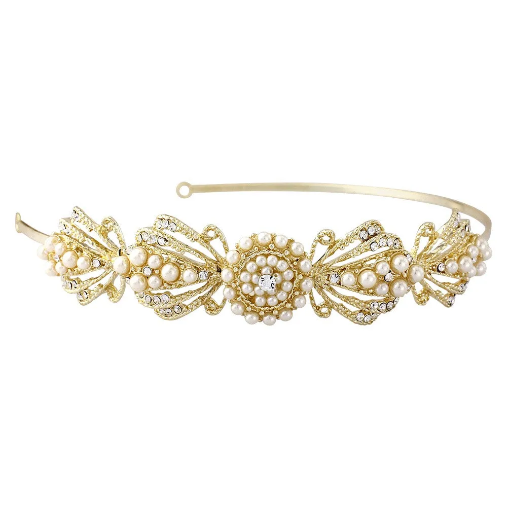 SassB Estelle Pearl Side Tiara