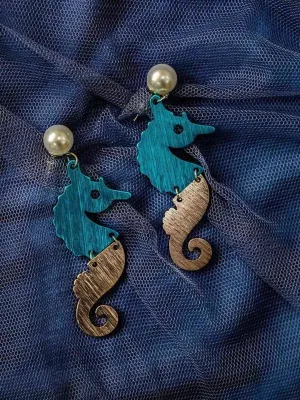 Sea Horse Earrings Blue