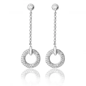 Silver & Co Pave Circular Cubic Zirconia Drop Earrings SEG0069CZ