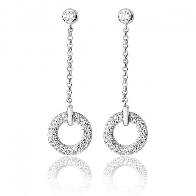 Silver & Co Pave Circular Cubic Zirconia Drop Earrings SEG0069CZ