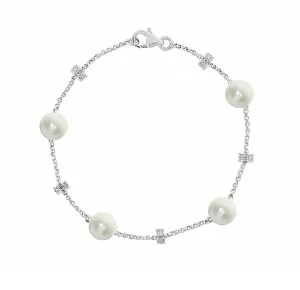 Silver & Pearl Brides Bracelet with Cubic Zirconia