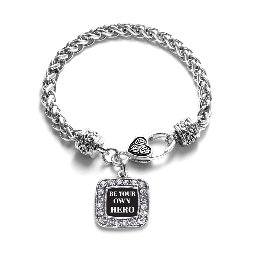 Silver Be Your Own Hero Square Charm Braided Bracelet