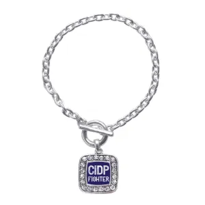 Silver CIDP Fighter Square Charm Toggle Bracelet