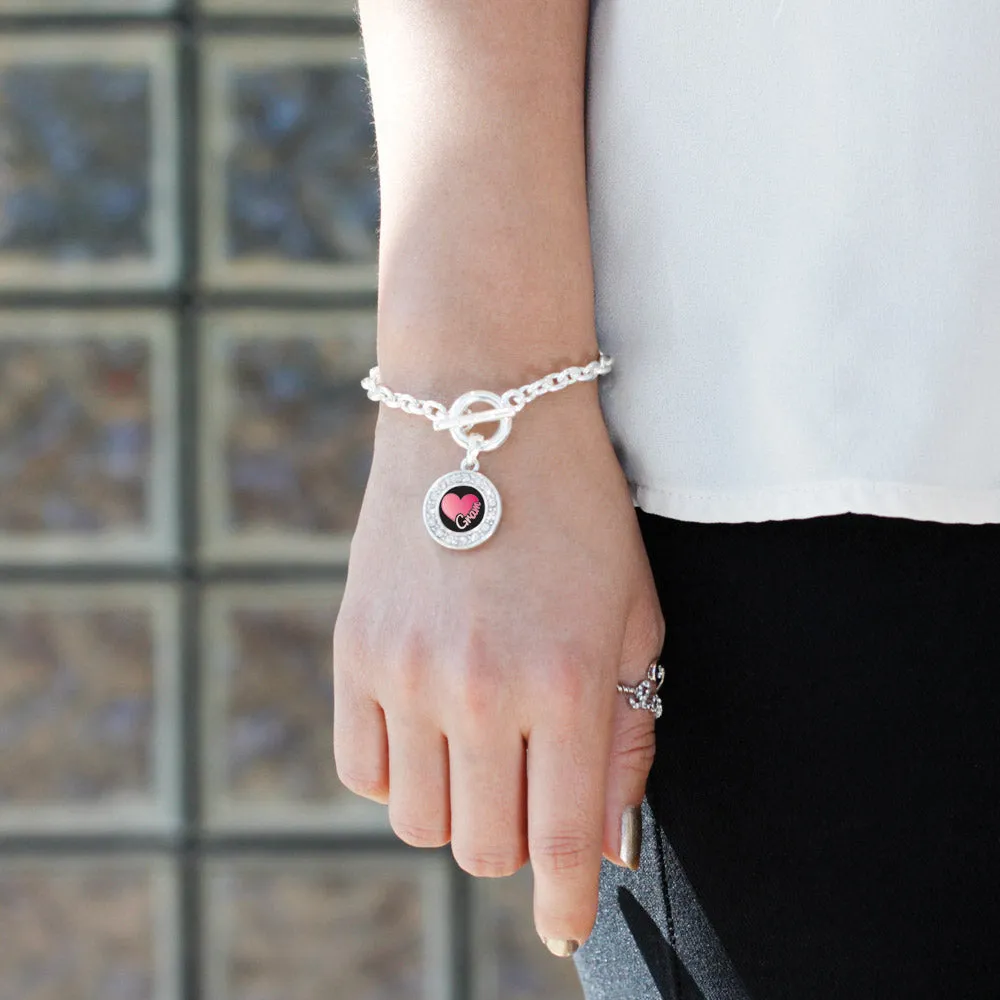 Silver Gram Circle Charm Toggle Bracelet