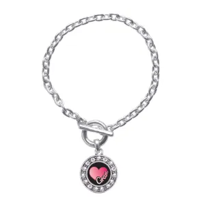 Silver Gram Circle Charm Toggle Bracelet