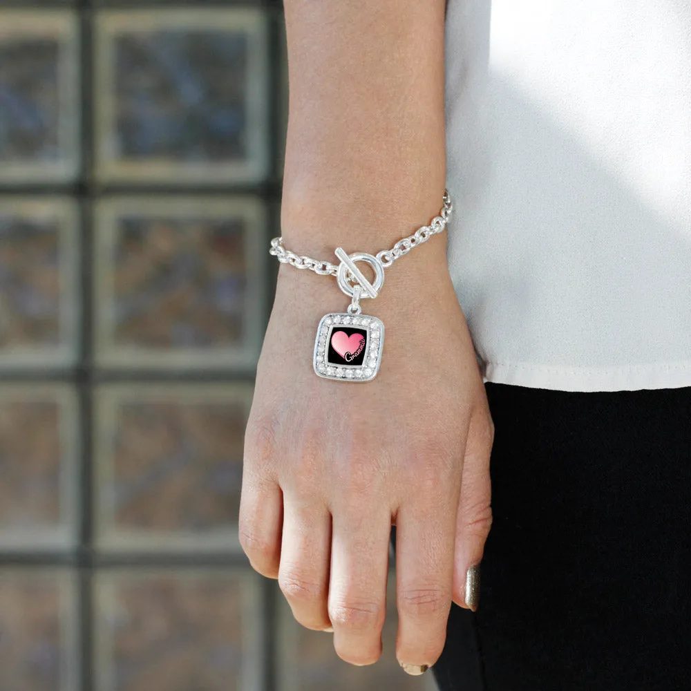 Silver Grammie Square Charm Toggle Bracelet