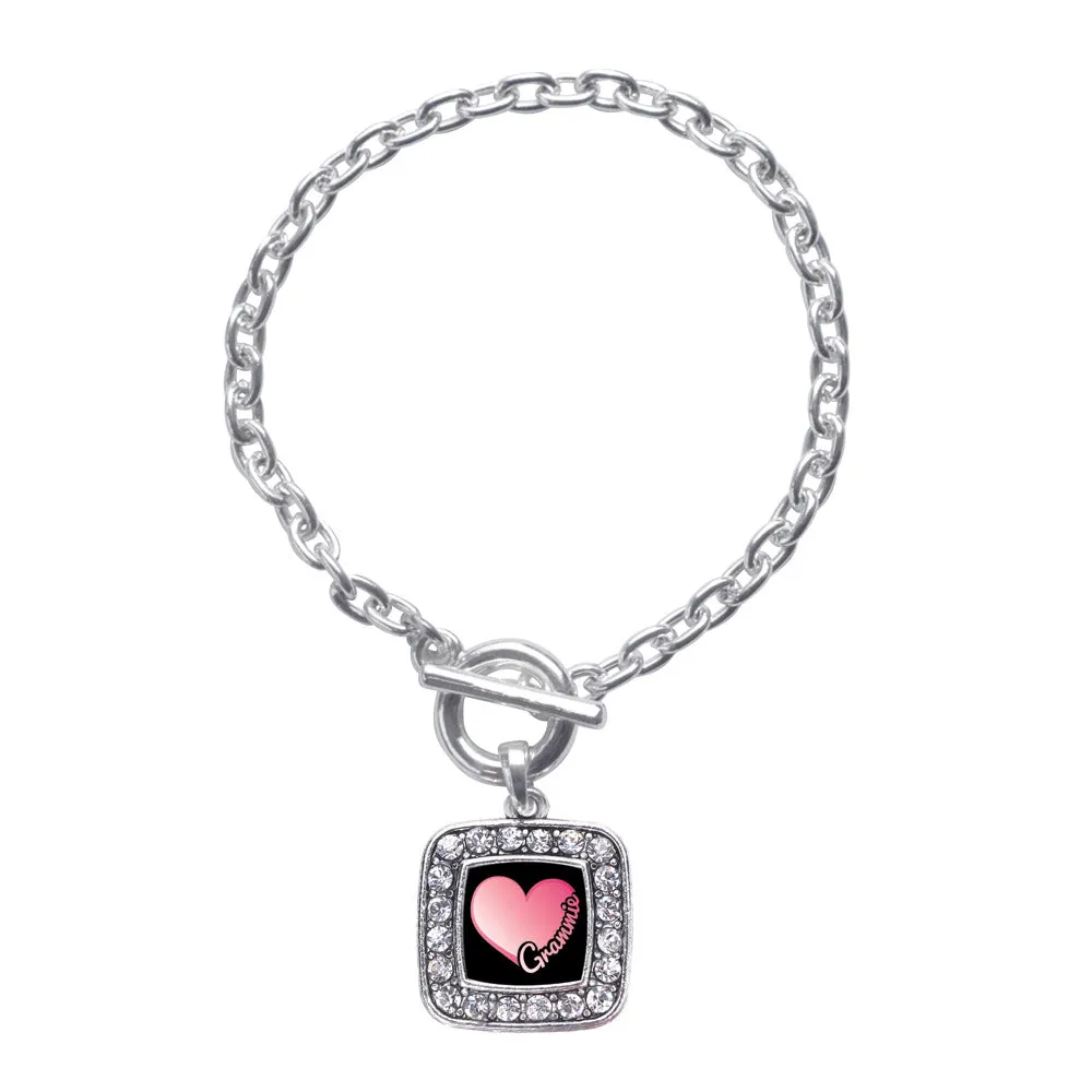 Silver Grammie Square Charm Toggle Bracelet