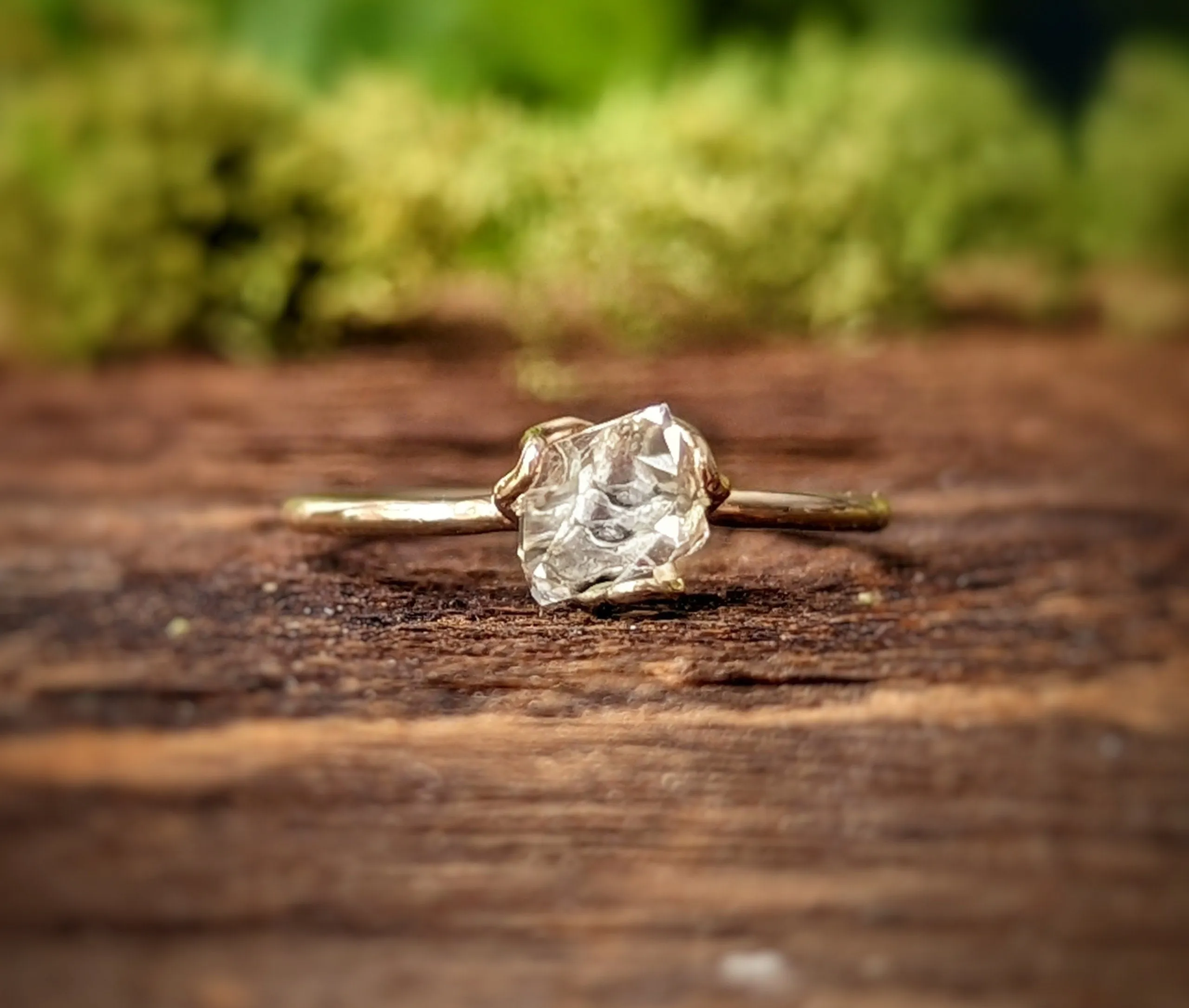 Silver Herkimer diamond flower ring