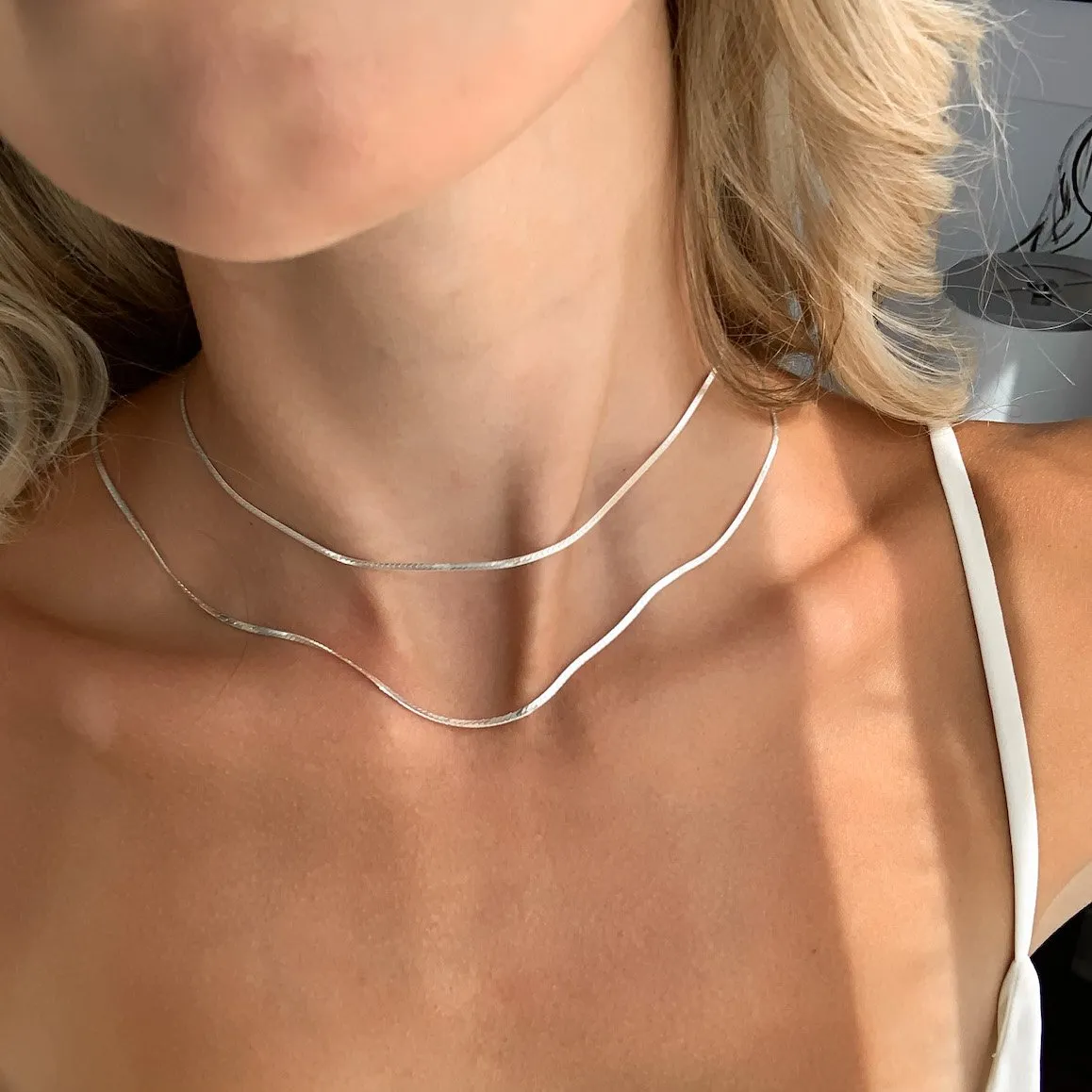 Silver Herringbone Necklace