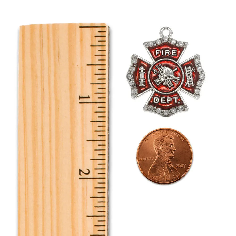 Silver Love Firefighter Badge Charm Toggle Bracelet