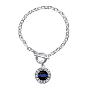 Silver Missouri Thin Blue Line Circle Charm Toggle Bracelet