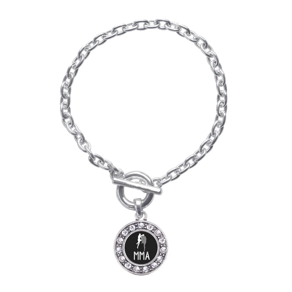 Silver MMA Circle Charm Toggle Bracelet