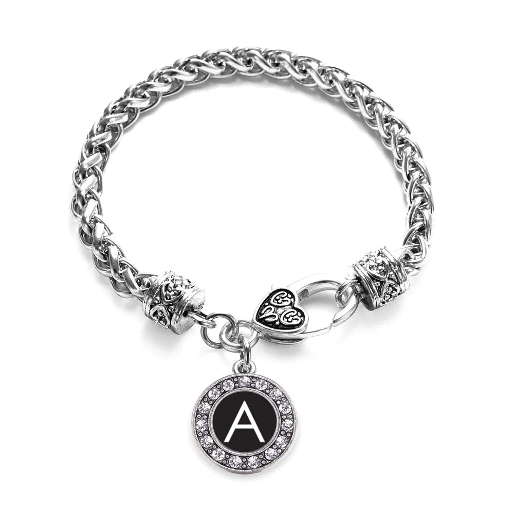 Silver My Initials - Letter A Circle Charm Braided Bracelet