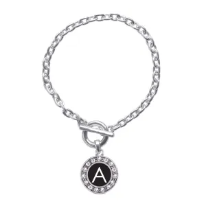 Silver My Initials - Letter A Circle Charm Toggle Bracelet