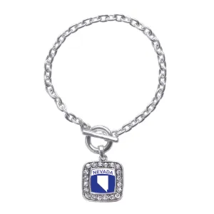 Silver Nevada Outline Square Charm Toggle Bracelet