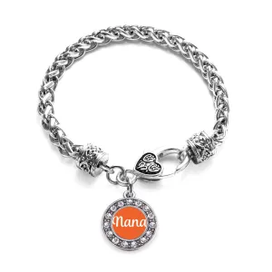 Silver Orange Nana Circle Charm Braided Bracelet